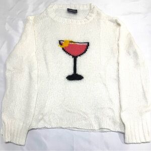 Wooden Ships Cosmo Martini Cocktail White Cream Wool Blend Sweater, Size S/M